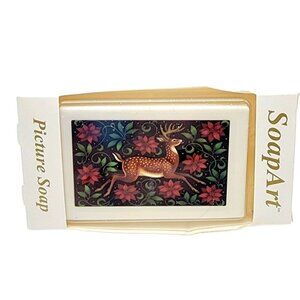 Lasting Impressions Soap Art Picture Soap DEER Floral Flowers Red Green 3.5 oz